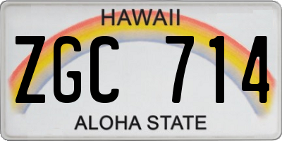 HI license plate ZGC714