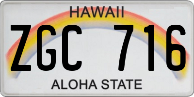 HI license plate ZGC716