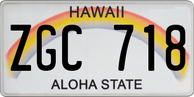 HI license plate ZGC718