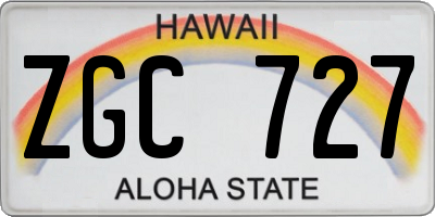HI license plate ZGC727