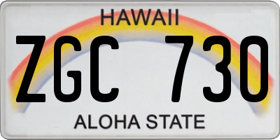 HI license plate ZGC730