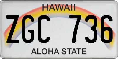 HI license plate ZGC736