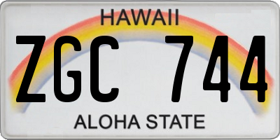 HI license plate ZGC744