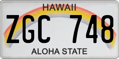 HI license plate ZGC748