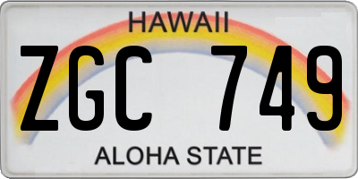 HI license plate ZGC749