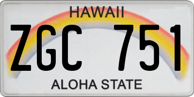 HI license plate ZGC751
