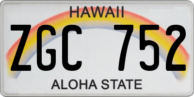 HI license plate ZGC752