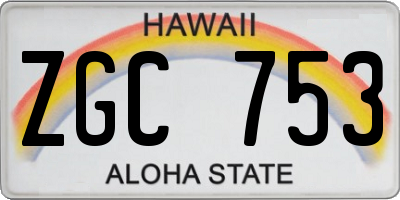 HI license plate ZGC753