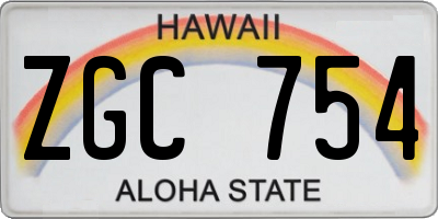 HI license plate ZGC754