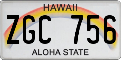 HI license plate ZGC756