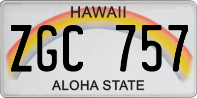 HI license plate ZGC757