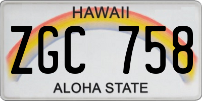 HI license plate ZGC758