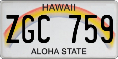 HI license plate ZGC759