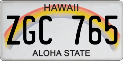 HI license plate ZGC765