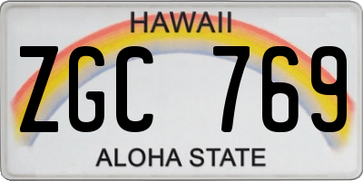 HI license plate ZGC769