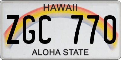 HI license plate ZGC770