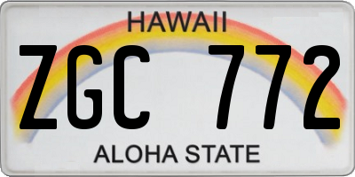 HI license plate ZGC772