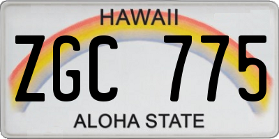 HI license plate ZGC775