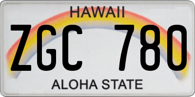 HI license plate ZGC780