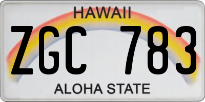 HI license plate ZGC783