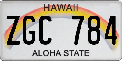 HI license plate ZGC784