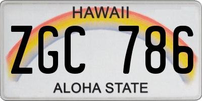 HI license plate ZGC786