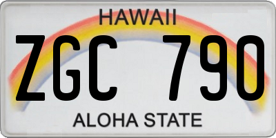 HI license plate ZGC790