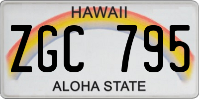 HI license plate ZGC795