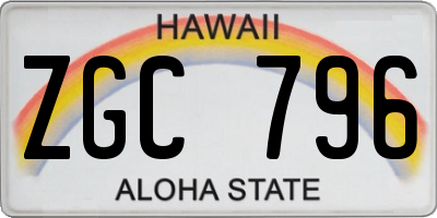 HI license plate ZGC796