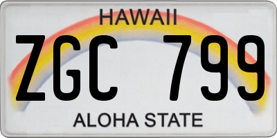 HI license plate ZGC799