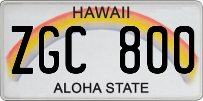 HI license plate ZGC800