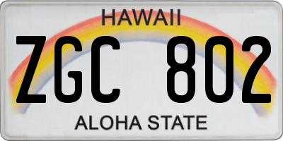 HI license plate ZGC802