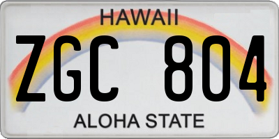 HI license plate ZGC804