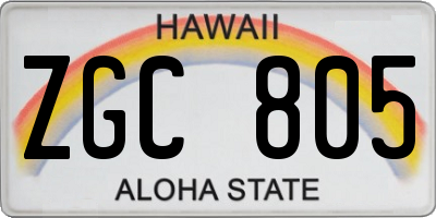 HI license plate ZGC805
