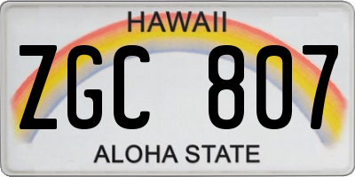 HI license plate ZGC807
