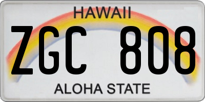 HI license plate ZGC808