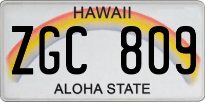HI license plate ZGC809