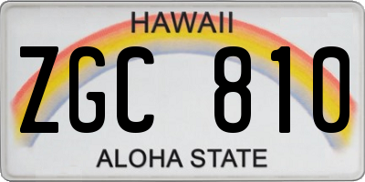 HI license plate ZGC810
