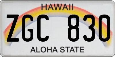 HI license plate ZGC830