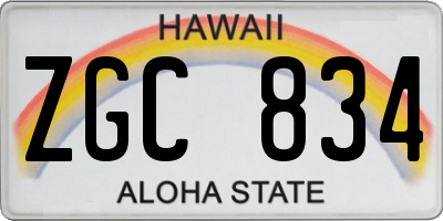 HI license plate ZGC834