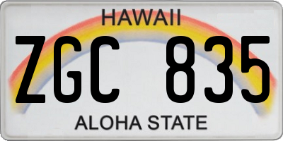 HI license plate ZGC835