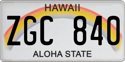 HI license plate ZGC840
