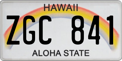 HI license plate ZGC841