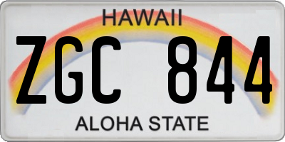 HI license plate ZGC844