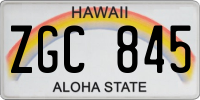 HI license plate ZGC845