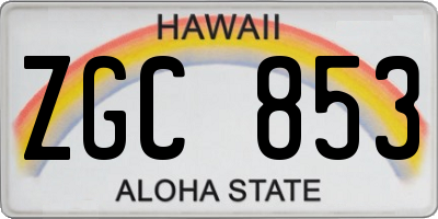 HI license plate ZGC853