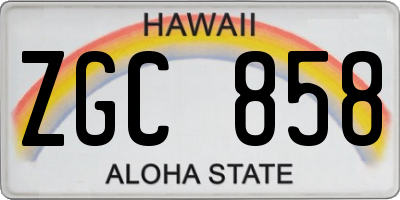 HI license plate ZGC858
