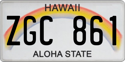 HI license plate ZGC861