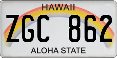 HI license plate ZGC862