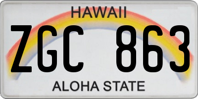 HI license plate ZGC863